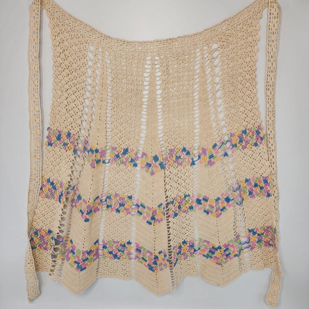 Vintage Crochet Apron Handmade Cottage Style